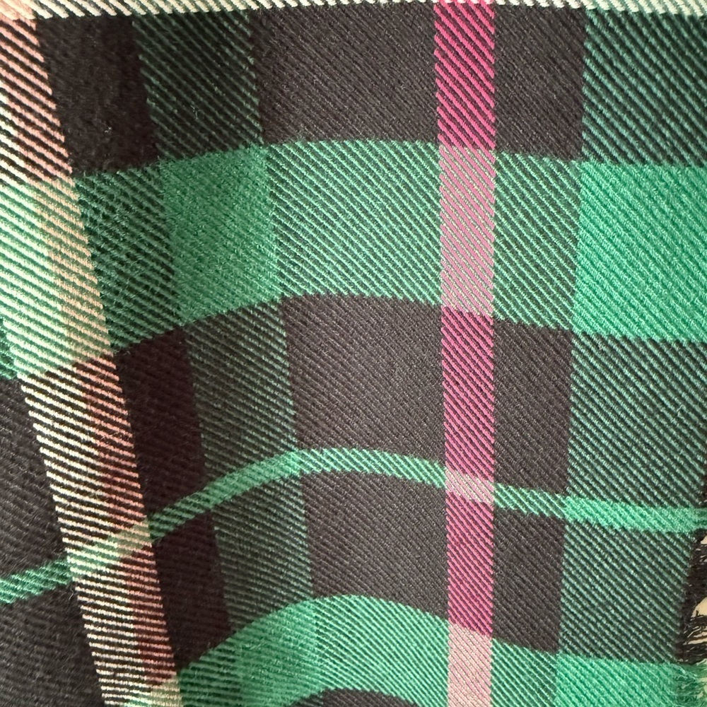 NWT Ann Taylor Raiza Plaid Blanket Scarf Approx 22x78 Green White Pink Black - Picture 3 of 8